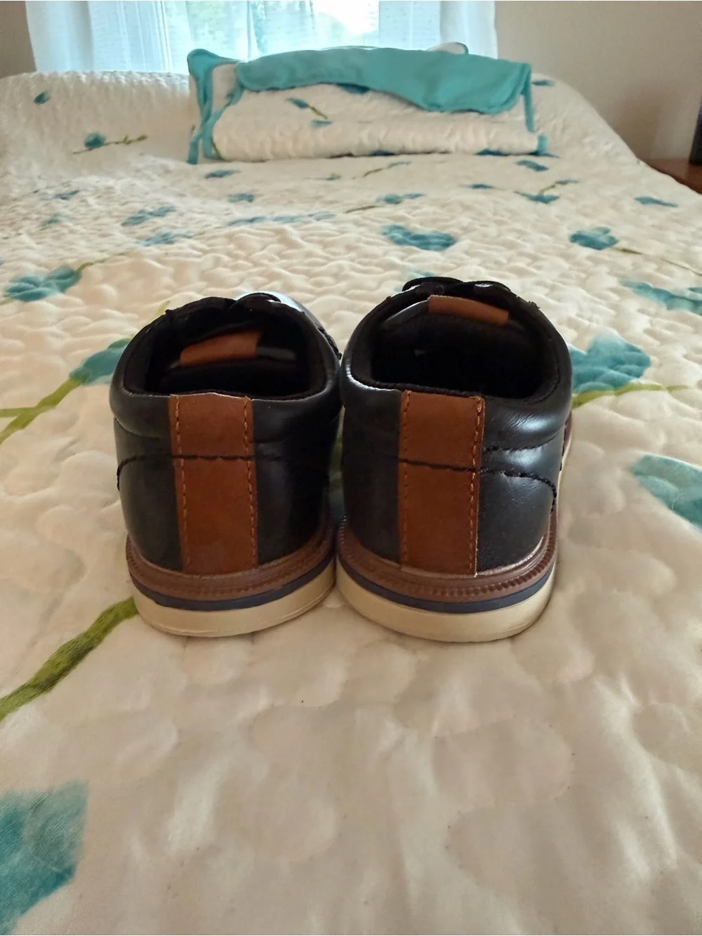 Mix No. 6 Kids Black Lace-Up Dress Shoes with Tan Trim